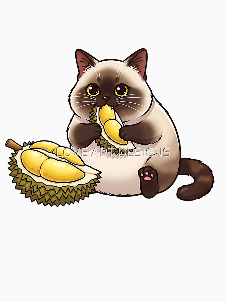 Chubby Siamese Cat Enjoying Durian by LOVE ART DESIGNS