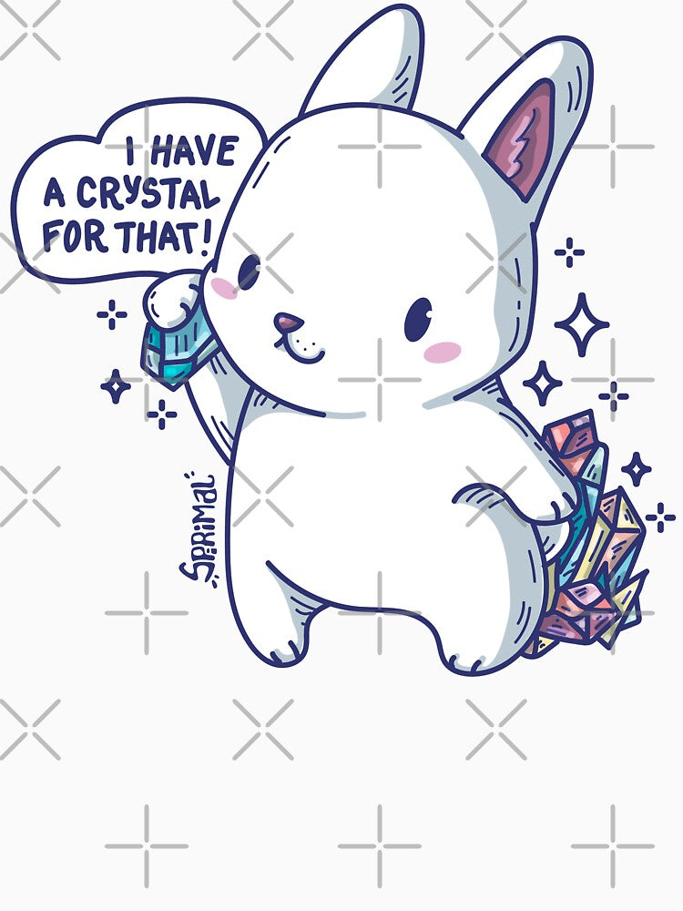 Kawaii rabbit with Crystals saying "I have a crystal for that" by SPIRIMAL T-Shirts, Hoodie, Sweatshirt (Image 3)