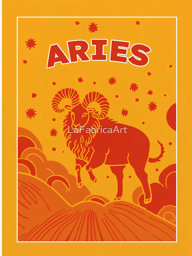 Aries Zodiac Ram Orange Retro Art T-Shirts, Hoodie, Sweatshirt
