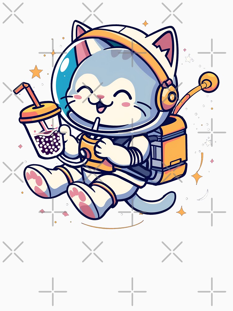 Space Boba Cat White T-Shirts, Hoodie, Sweatshirt