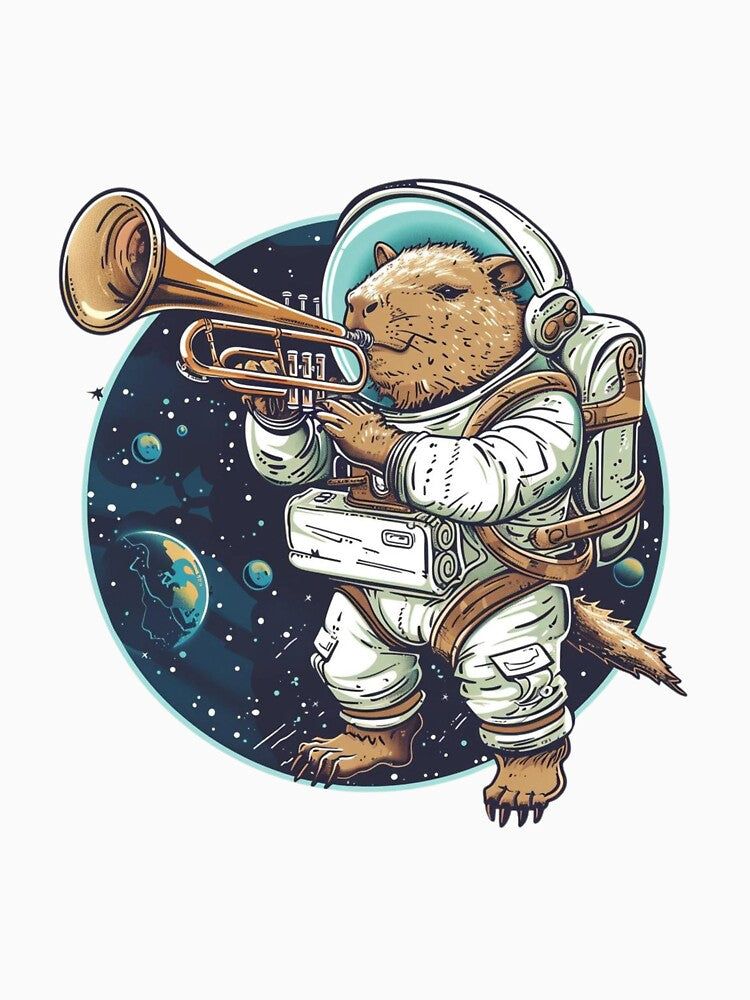 Capybara Playing Cornet Space Funny T-Shirts, Hoodie, Sweatshirt