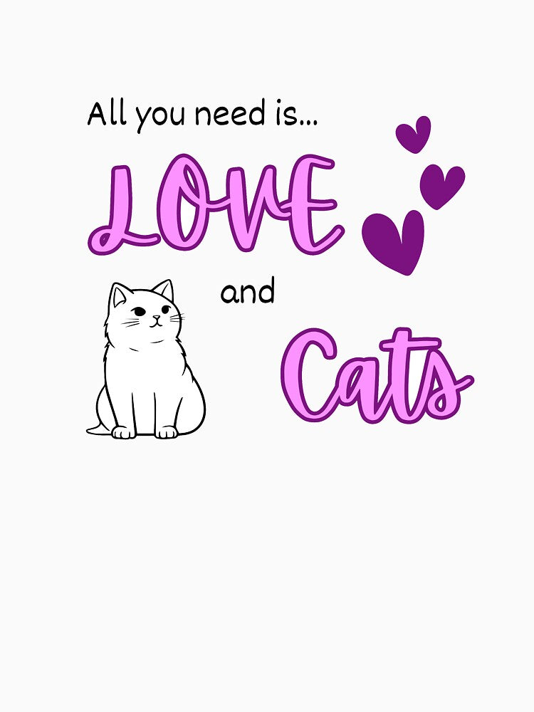 All You Need Is Love and Cats – Cute Cat Quote Design by Marie Draws T-Shirts, Hoodie, Sweatshirt | BlankRebels.com (Image 3)