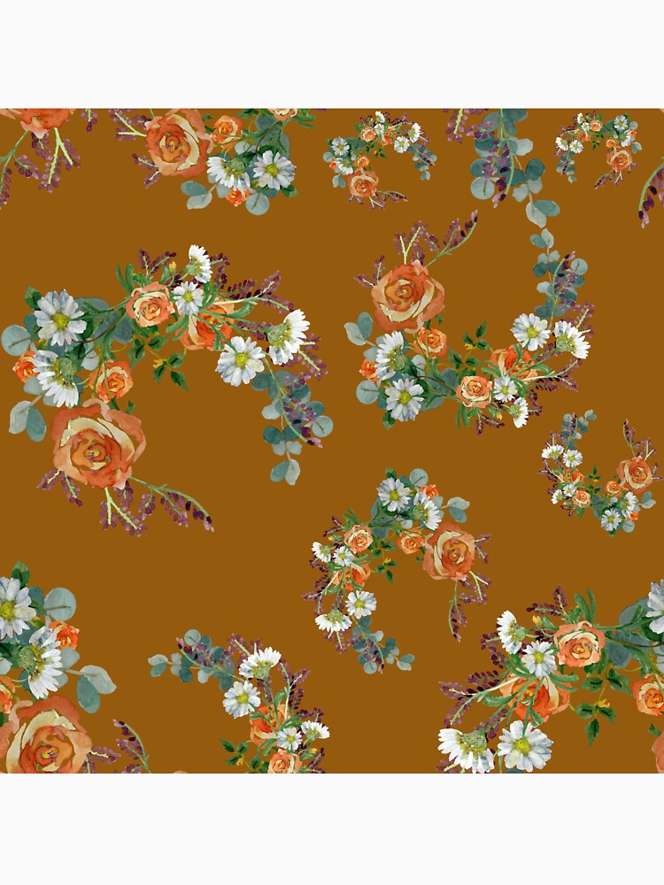 Flower rose daisy branch pattern a watercolor brown by Yana Mustafina | Boho Soulful Designs T-Shirts, Hoodie,... (Image 3)