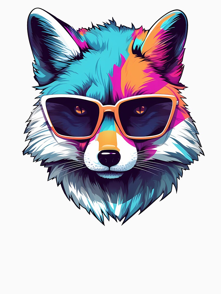 Raccoon with sunglasses - Retrowave style - Trash panda by Vansky-Art T-Shirts, Hoodie, Sweatshirt (Image 3)