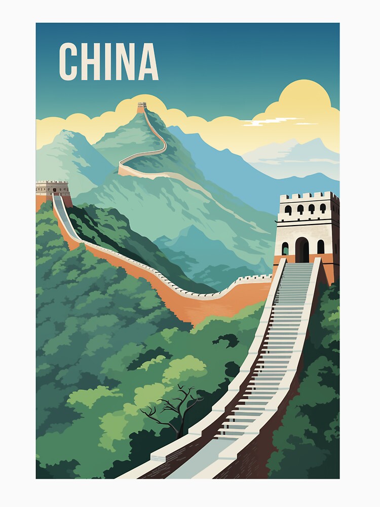 Great Wall China China Vintage Travel Poster Retro T-Shirts, Hoodie, Sweatshirt