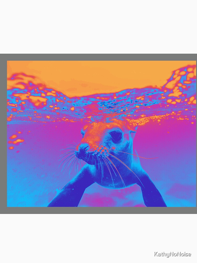 ART STICKERS OF SEAL IN THE OCEAN SURF THAT IS VIBRANT AND COLORFUL by KathyNoNoise T-Shirts, Hoodie, Sweatshirt (Image 3)
