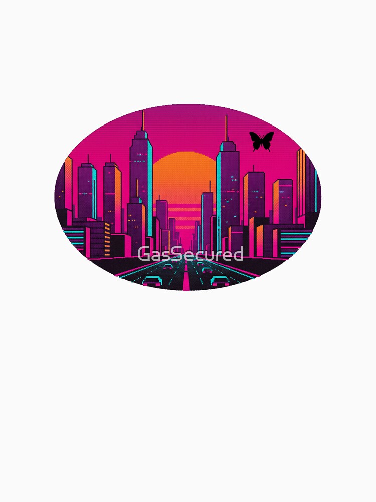 Pixel Sunset City Tee — Vaporwave Synthwave Neon Skyline by GasSecured Hoodie, Sweatshirt | BlankRebels.com (Image 3)