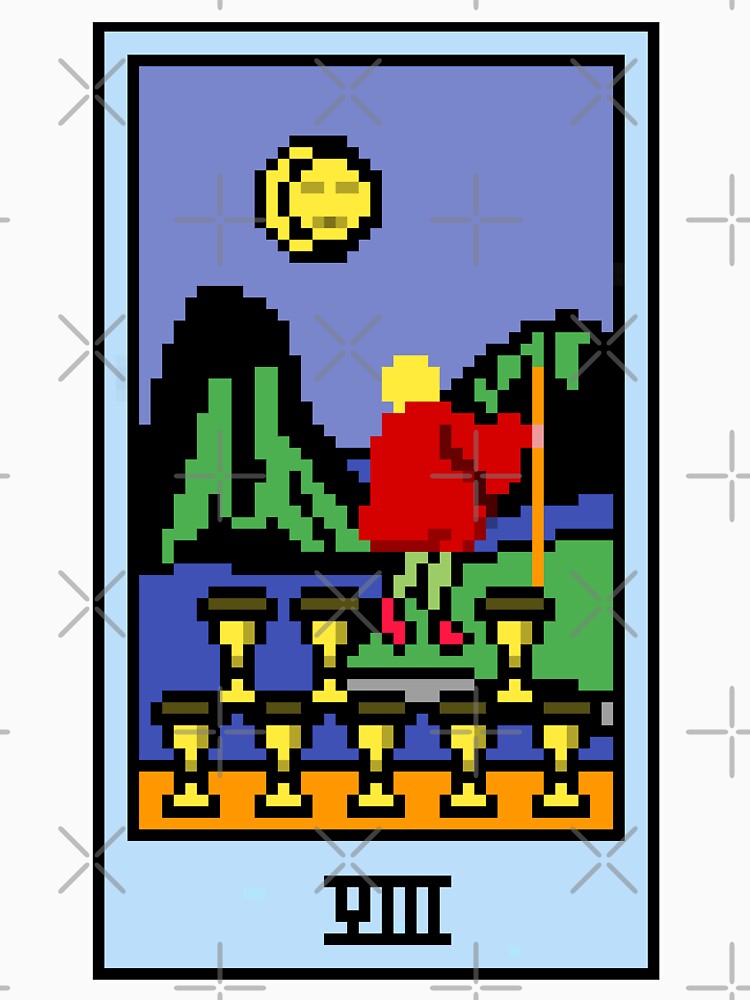 Wait, is this pixel art tarot? Yellow - Minor Arcana 'Eight of Cups' (Design for T-shirt, stickers and other... (Image 3)