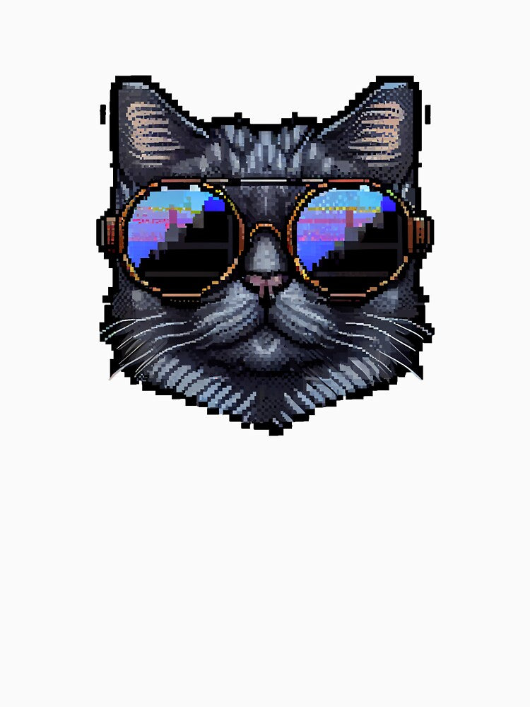 Black cat with sunglasses. by Pixelarium