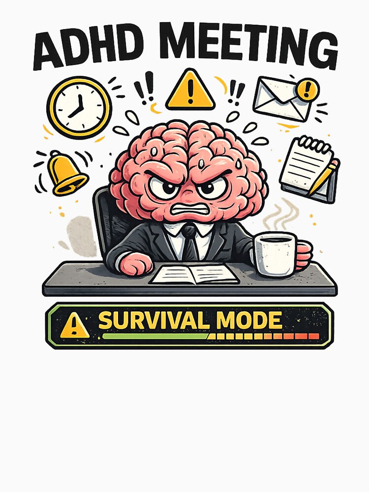 ADHD Meeting Survival Mode Funny Brain Meme by FeralMindStudio T-Shirts, Hoodie, Sweatshirt | BlankRebels.com (Image 3)