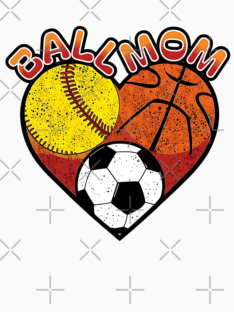 Ball Mom Heart Design Softball Basketball Soccer Sports by ArtDesignTp