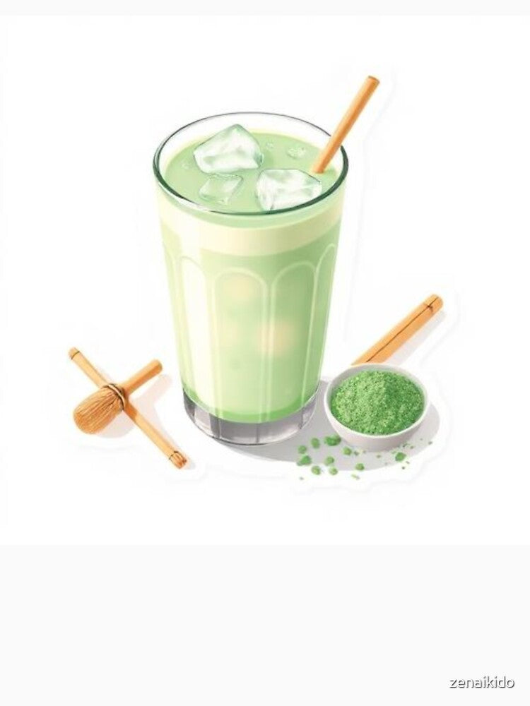 Iced Matcha Latte – Fresh Green Tea Drink Illustration by zenaikido T-Shirts, Hoodie, Sweatshirt | BlankRebels.com (Image 3)