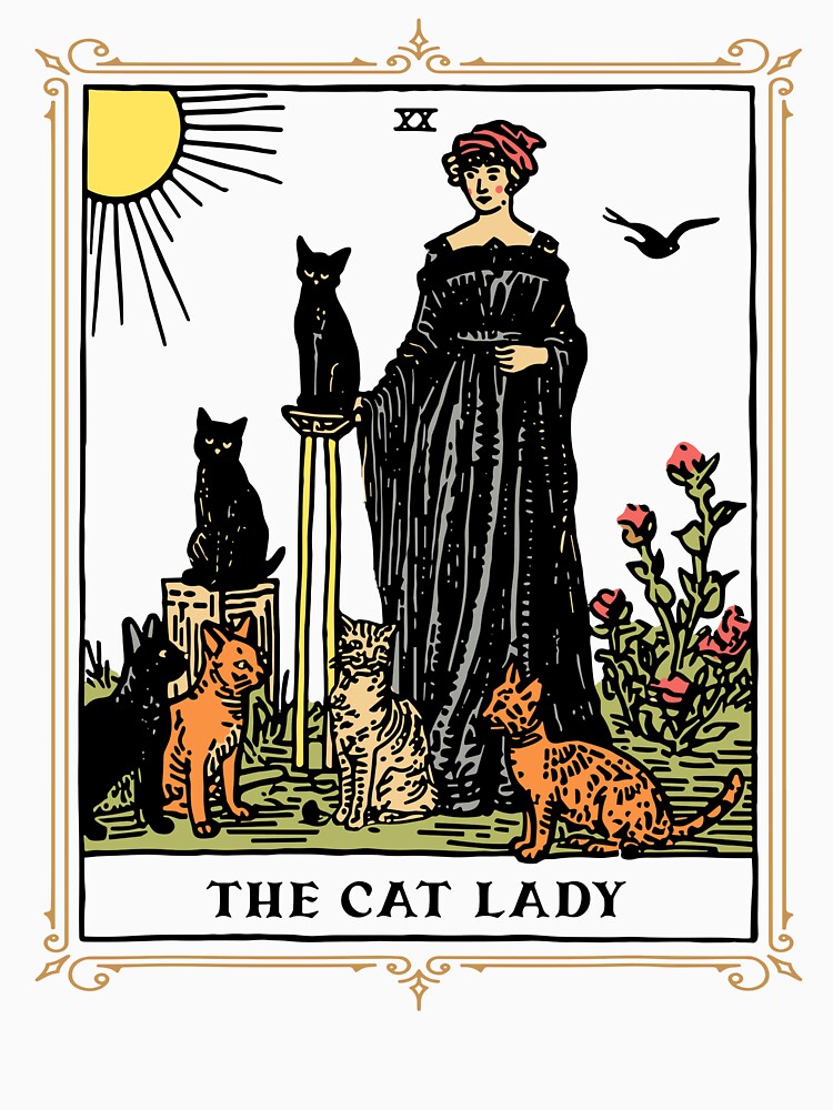 The Cat Lady Tarot Card, Vintage Gothic Cat Women Cat Mom T-Shirt by Wear the Art Hoodie, Sweatshirt (Image 3)