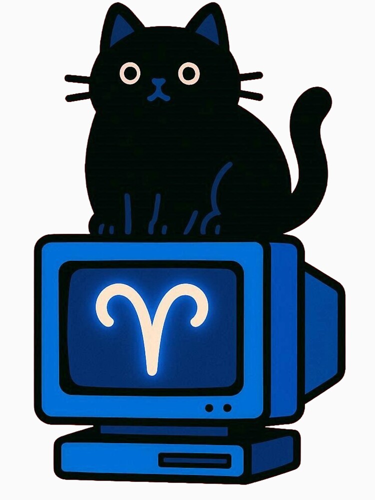 Aries Kitty // Y2K Retro Tech Aesthetic by A Rather Decadent Exhibition T-Shirts, Hoodie, Sweatshirt (Image 3)