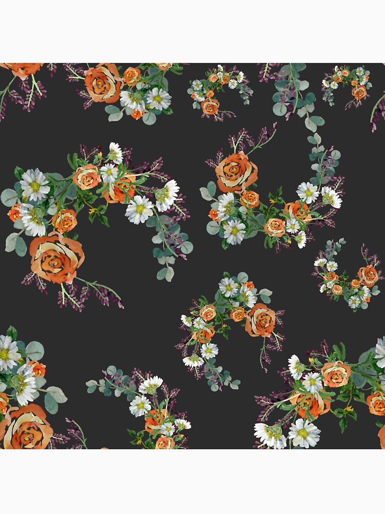 Flower rose daisy branch pattern a watercolor grey by Yana Mustafina | Boho Soulful Designs T-Shirts, Hoodie,... (Image 3)