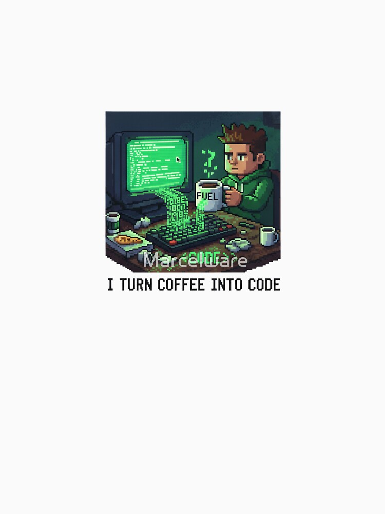 I turn coffee into code - Funny 16-bit programmer design by Marcelware T-Shirts, Hoodie, Sweatshirt (Image 3)