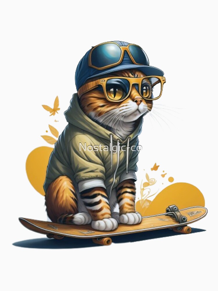 Cool Cat on a Skateboard by Nostalgic-co T-Shirts, Hoodie, Sweatshirt | BlankRebels.com (Image 3)