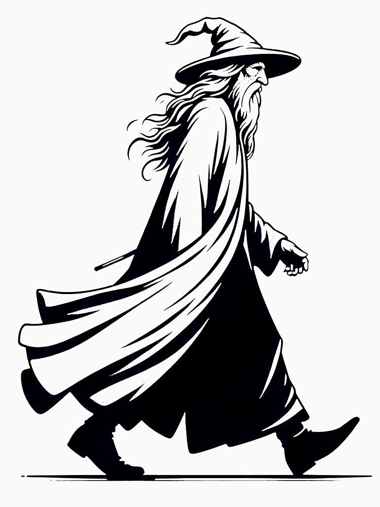 Ancient Wizard walking cool silhouette. by Geekbits-Store