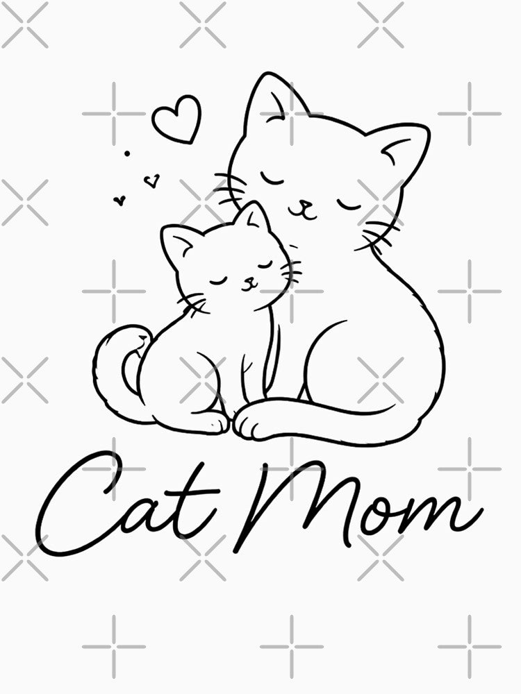 Minimal Cat Mom Line Art – Cute Mother and Kitten Outline Gift by mibrand T-Shirts, Hoodie, Sweatshirt (Image 3)
