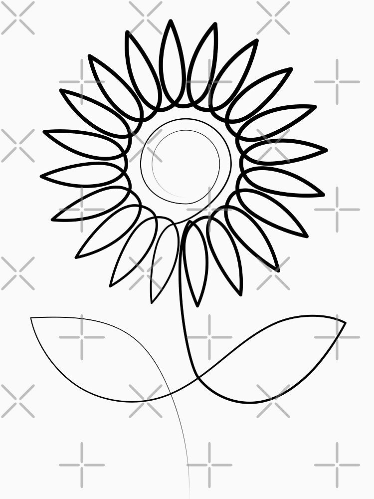 Sunflower Minimal art | One Line Drawing | One Line Art by One-Line-Artist T-Shirts, Hoodie, Sweatshirt (Image 3)