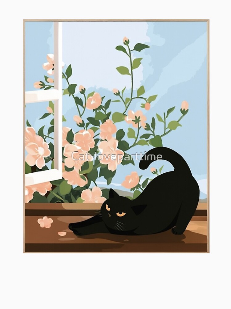 Black Cat Stretching on Sunlit by Cat-loveparttime T-Shirts, Hoodie, Sweatshirt | BlankRebels.com (Image 2)