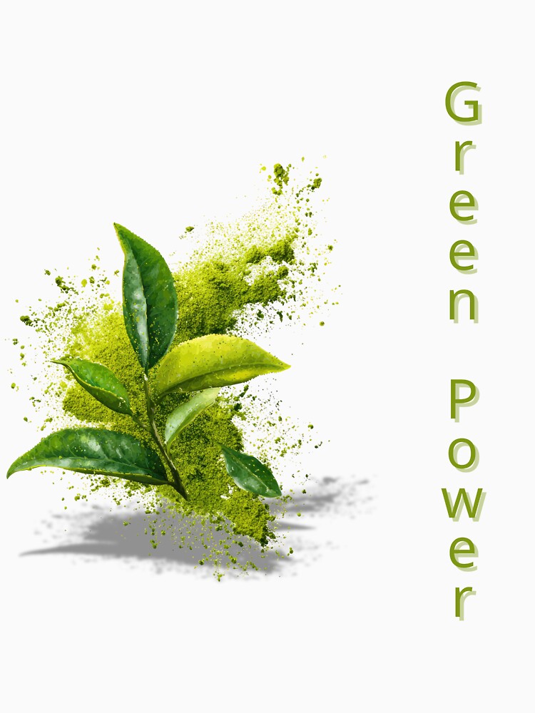 Green Power – Matcha Leaf & Powder Shirt by Kasad Hoodie, Sweatshirt | BlankRebels.com (Image 3)