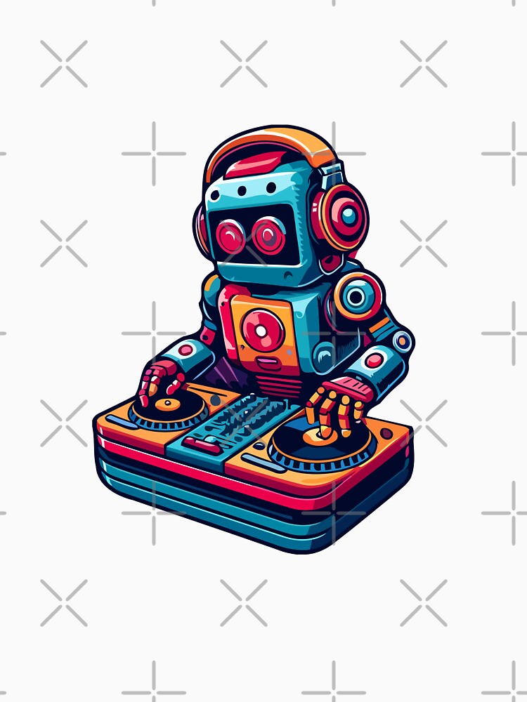 Retro Futuristic DJ Robot Mixing Beats by Akioos T-Shirts, Hoodie, Sweatshirt | BlankRebels.com (Image 3)