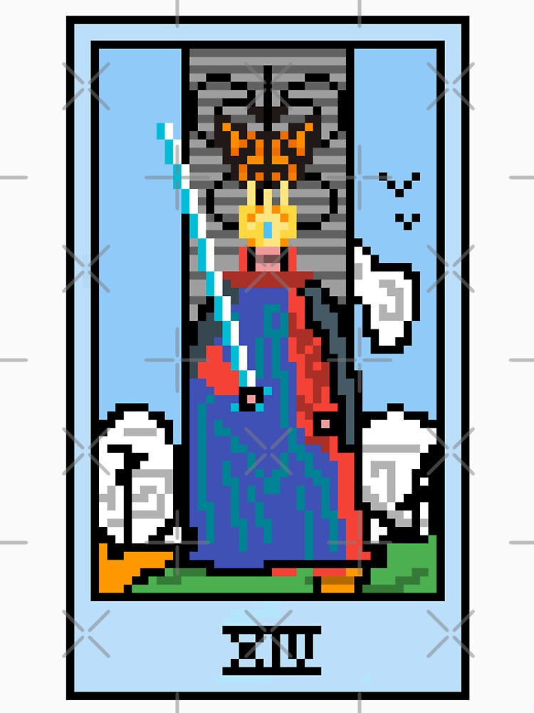 Wait, is this pixel art tarot? Yellow - Minor Arcana 'King of Swords' (Design for T-shirt, stickers and other... (Image 3)