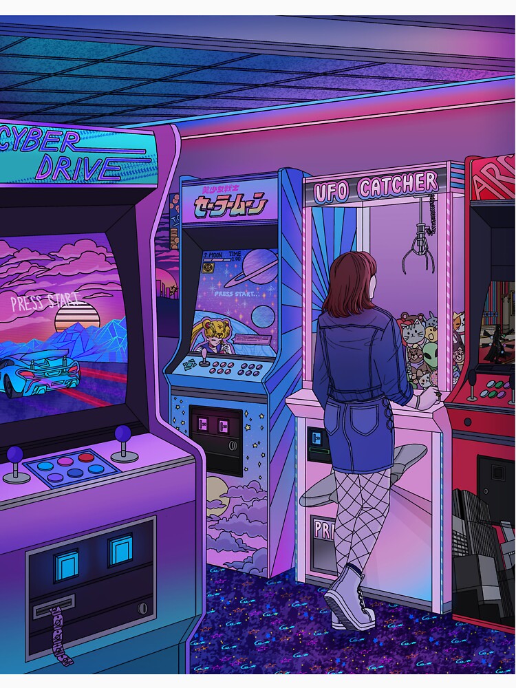Girl at a retro game arcade by Sunflow3r T-Shirts, Hoodie, Sweatshirt | BlankRebels.com (Image 3)