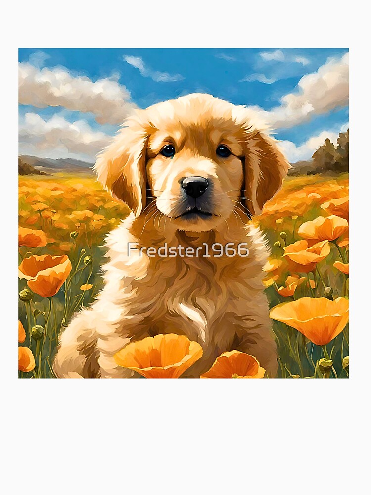 California Poppy Golden Retriever Puppy by Fredster1966 T-Shirts, Hoodie, Sweatshirt | BlankRebels.com (Image 3)