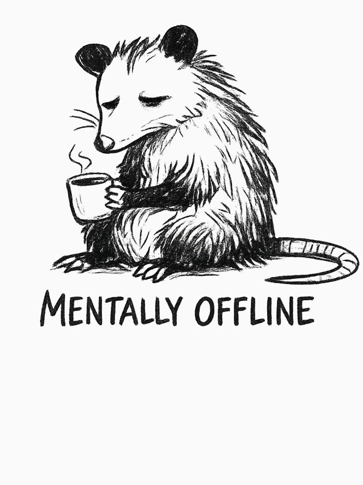 Mentally Offline Funny Opossum Shirt - Social Battery Low Meme Tee by SAVR_PL Hoodie, Sweatshirt | BlankRebels.com (Image 3)