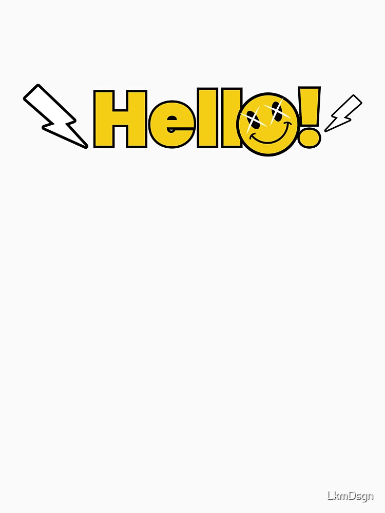 Hello! Smiley Typography Yellow Minimal Friendly Text Design by LkmDsgn T-Shirts, Hoodie, Sweatshirt (Image 3)