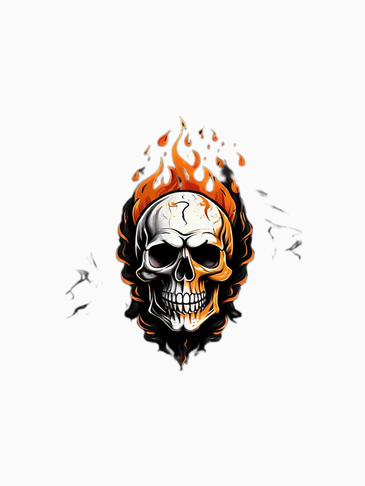 Burning Skull T-Shirt - Flaming Skull Graphic Tee by HiveMechs