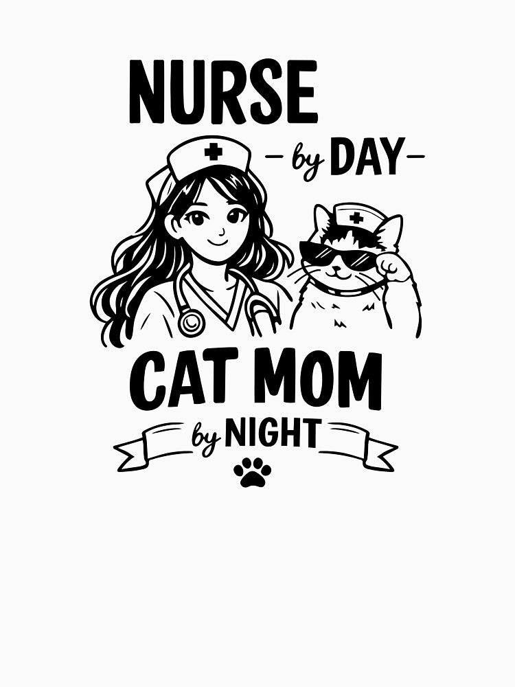 Nurse by Day, Cat Mom by Night – Funny Nurse Cat Line Art Shirt by OlyaMolli Hoodie, Sweatshirt | BlankRebels.com (Image 3)