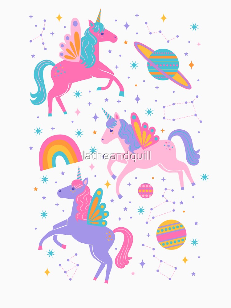 Space Unicorn - Neon Rainbow by latheandquill T-Shirts, Hoodie, Sweatshirt | BlankRebels.com (Image 3)