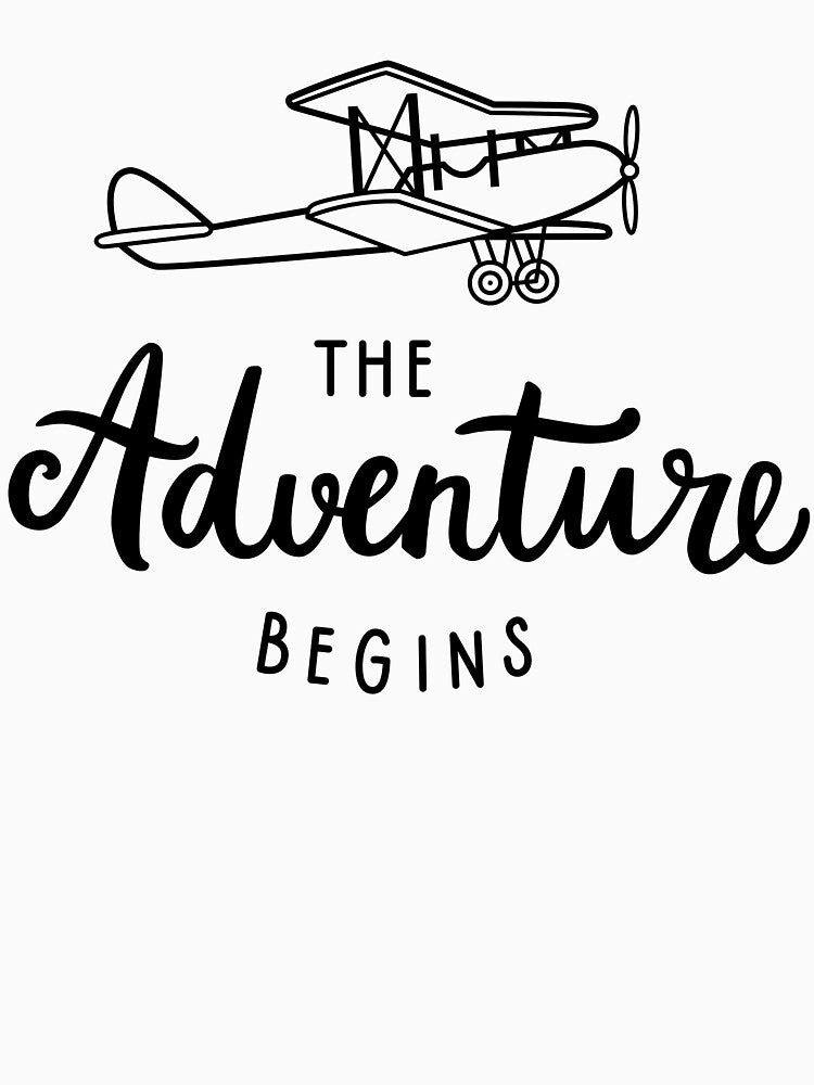 Adventure brush lettering phrase & vintage biplane by Darina Gulbina T-Shirts, Hoodie, Sweatshirt | BlankRebels.com (Image 3)