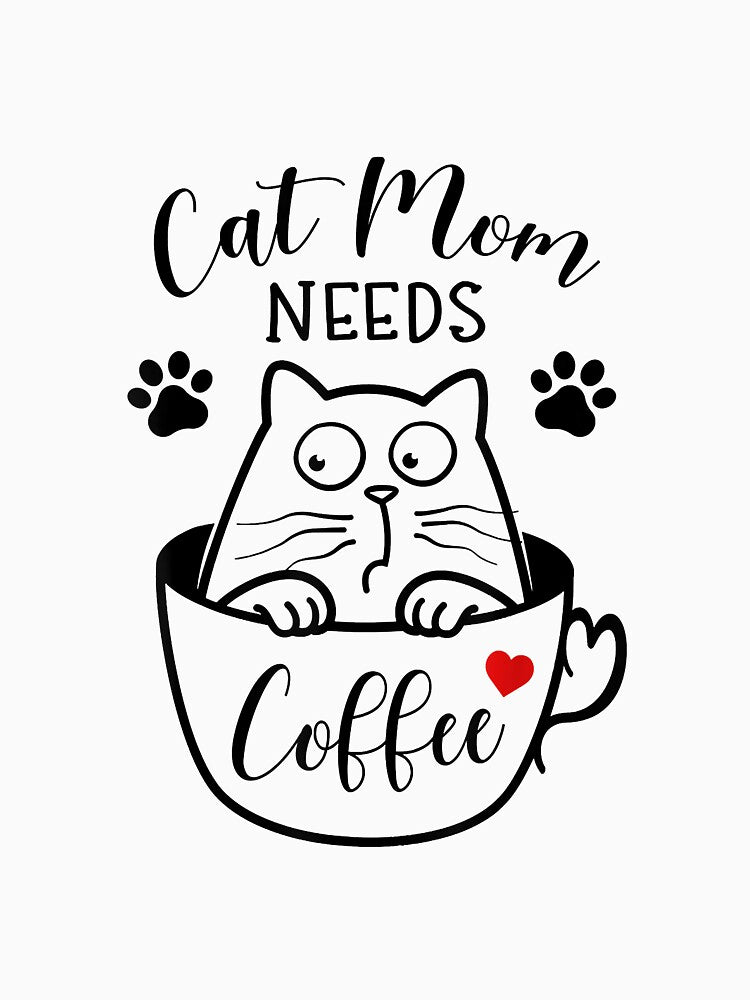 Cat Mom Needs Coffee, Kitten Cat Shirt For Women T-Shirt by tinhpham Hoodie, Sweatshirt | BlankRebels.com (Image 3)