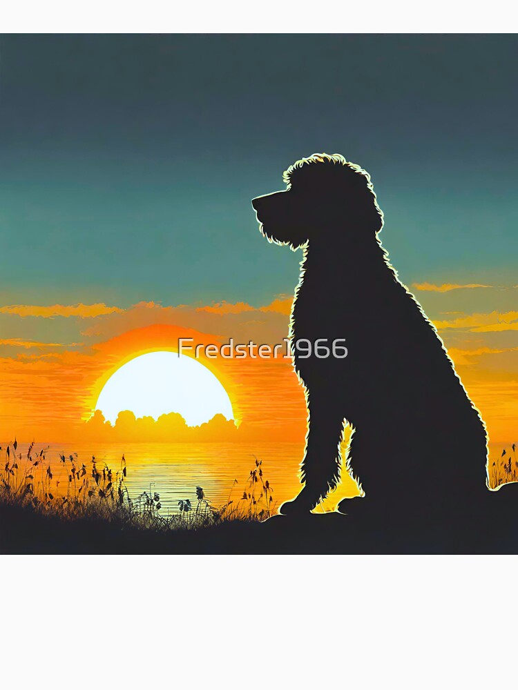 Retro Sunset with Goldendoodle Silhouette by Fredster1966 T-Shirts, Hoodie, Sweatshirt | BlankRebels.com (Image 3)