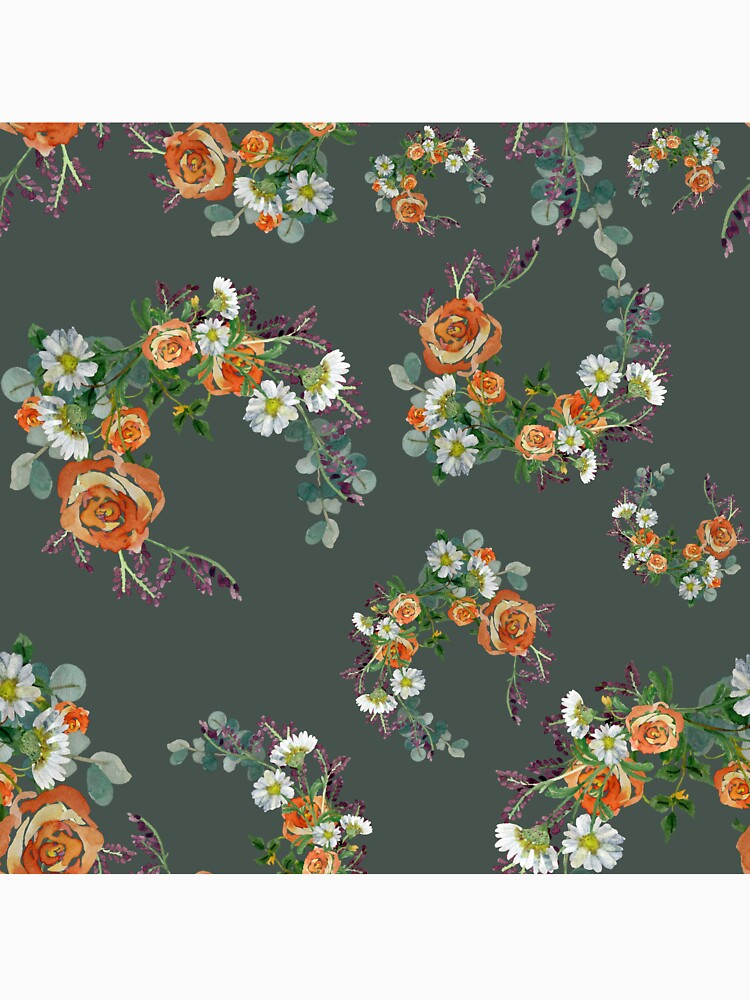 Flower rose daisy branch pattern a watercolor turquoise by Yana Mustafina | Boho Soulful Designs T-Shirts,... (Image 3)