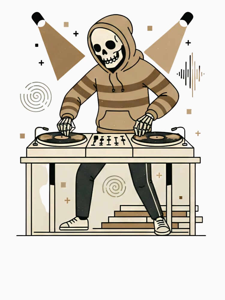DJ | Minimalist Skeleton Streetwear Art by DEADLINE. T-Shirts, Hoodie, Sweatshirt | BlankRebels.com (Image 3)