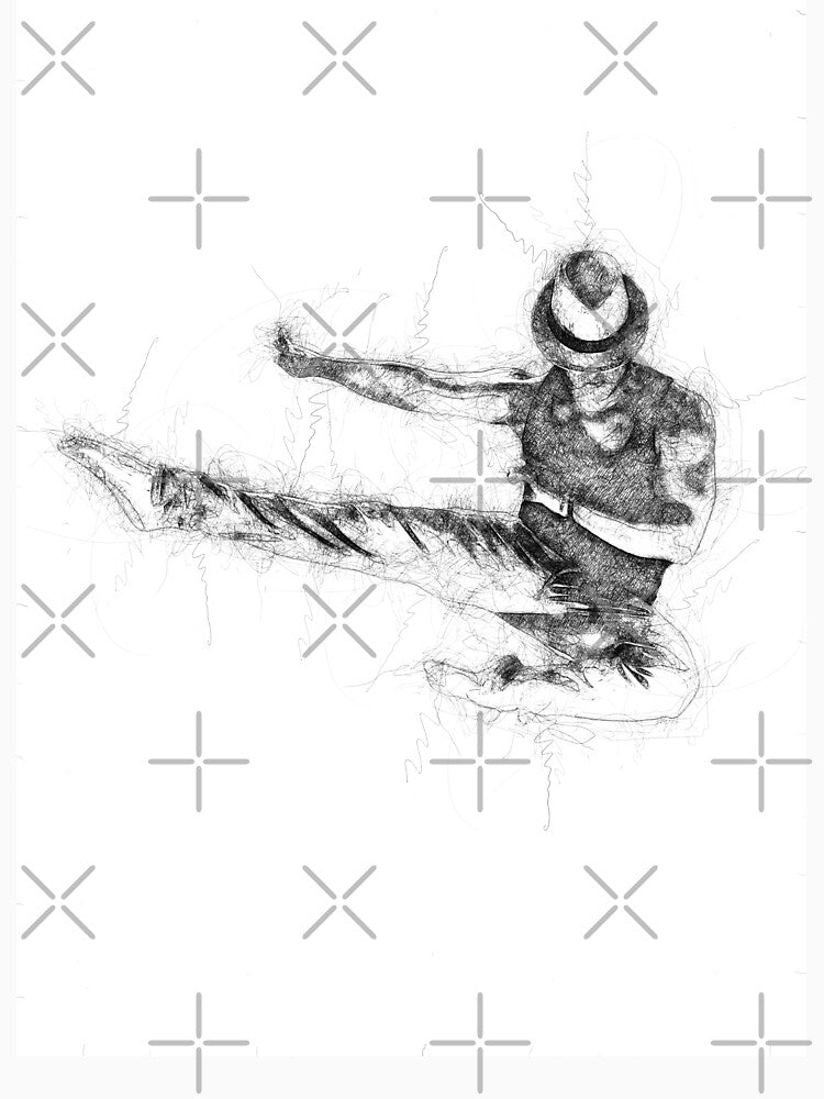 Leaping contemporary dancer with open arms  - stylish line art in black and white by MintGubbins T-Shirts,... (Image 3)