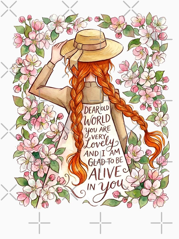 Anne of Green Gables Dear Old World Lovely Quote Floral Art by Fenay Designs