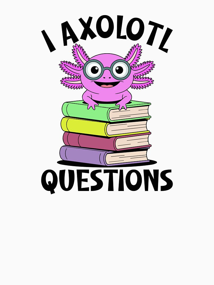 Cute Axolotl With Glasses Sitting On Books Funny Reading Design Gifts by Maniutek T-Shirts, Hoodie, Sweatshirt (Image 3)