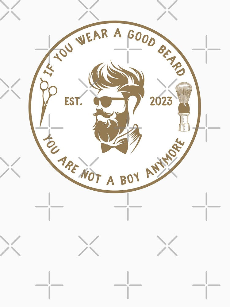 Vintage Barber Beard Joke Funny Quote - If you wear a good beard you are not a boy anymore by Vintage-TM... (Image 3)
