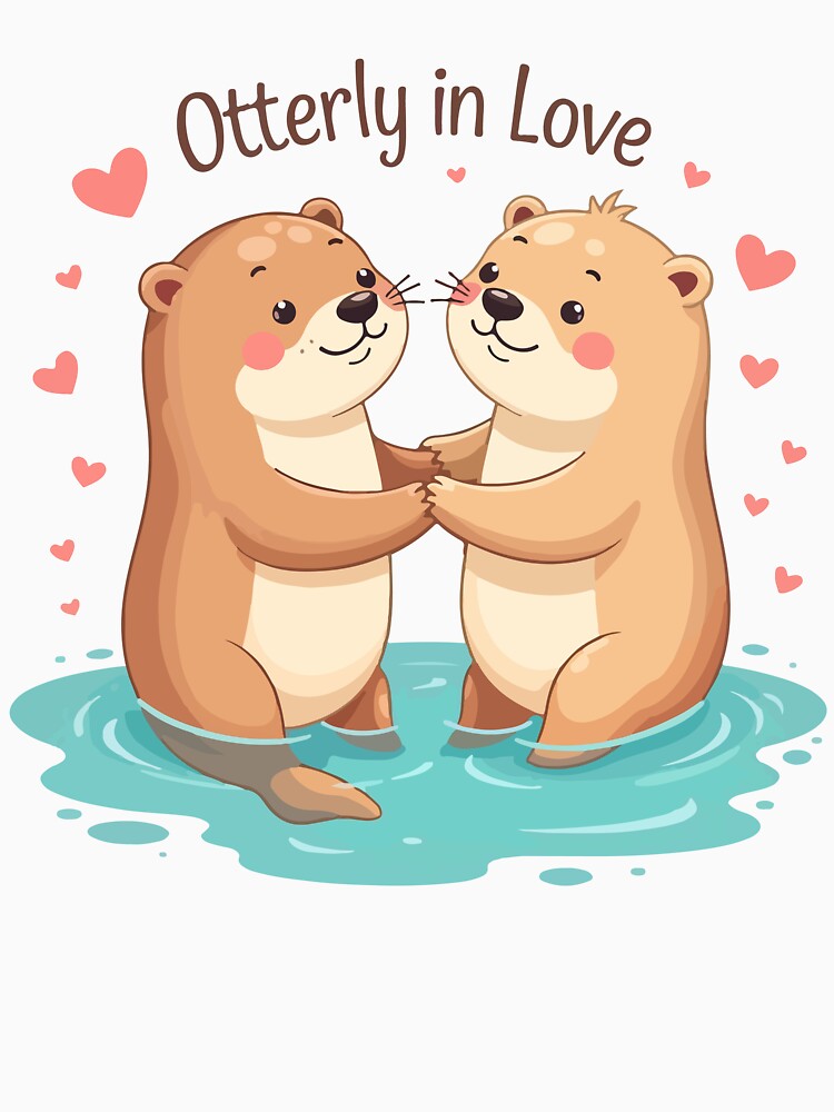 Otterly In Love - Cute Otter Couple Holding Hands Funny Valentine Pun by Design-Pro-21 T-Shirts, Hoodie, Sweatshirt (Image 3)