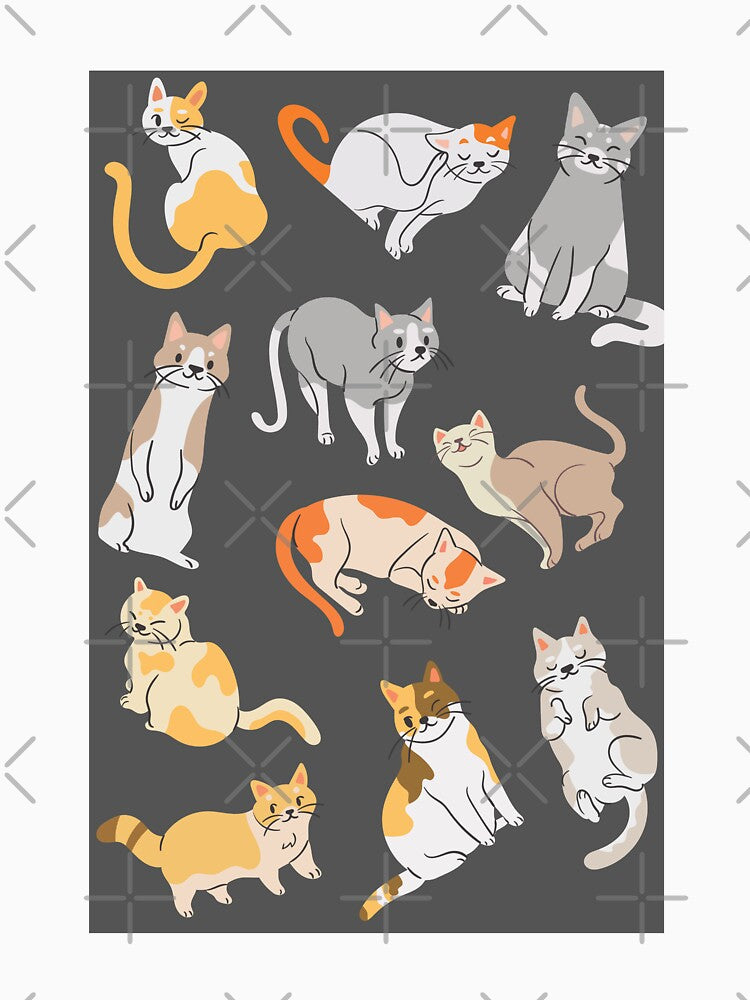 Mixed Cute Cat Pattern On Grey Background by Moodyandmellow T-Shirts, Hoodie, Sweatshirt | BlankRebels.com (Image 3)