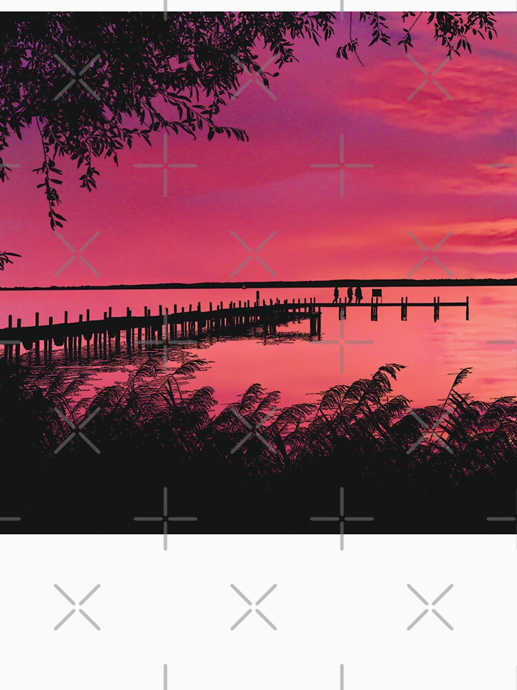 Bridge by the Lake on Sunset - Watercolor Painting 2 by Unaiza Khalid T-Shirts, Hoodie, Sweatshirt (Image 3)