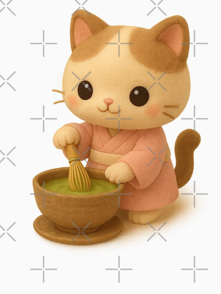 Cute Matcha Cat in Kimono | Kawaii Japanese Cottagecore Art by Moons Studio T-Shirts, Hoodie, Sweatshirt (Image 3)