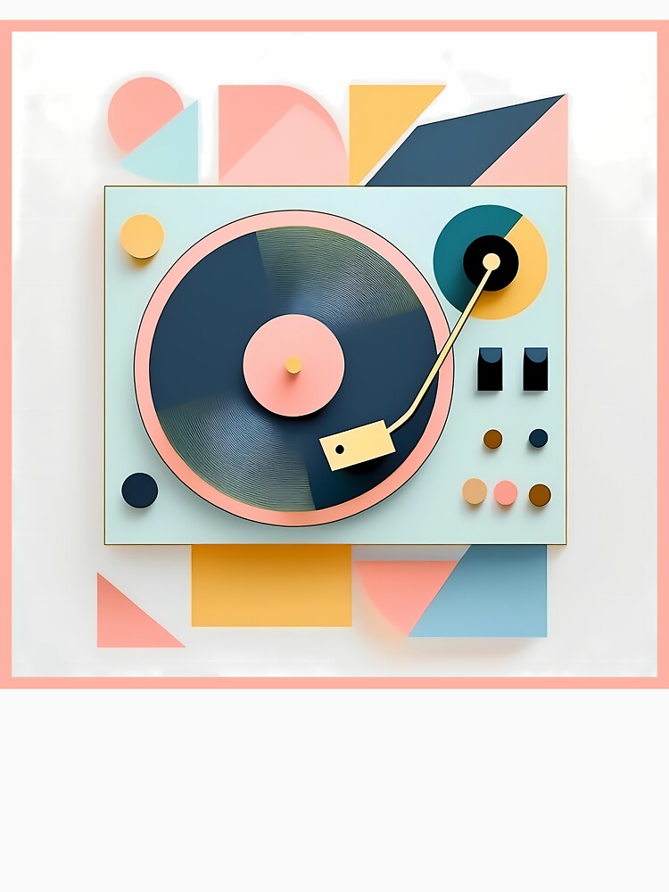 DJ Turntable in a Party Event as Bauhaus Style Retro Vintage Art in Pastel Colors by OzzFrequency T-Shirts,... (Image 3)