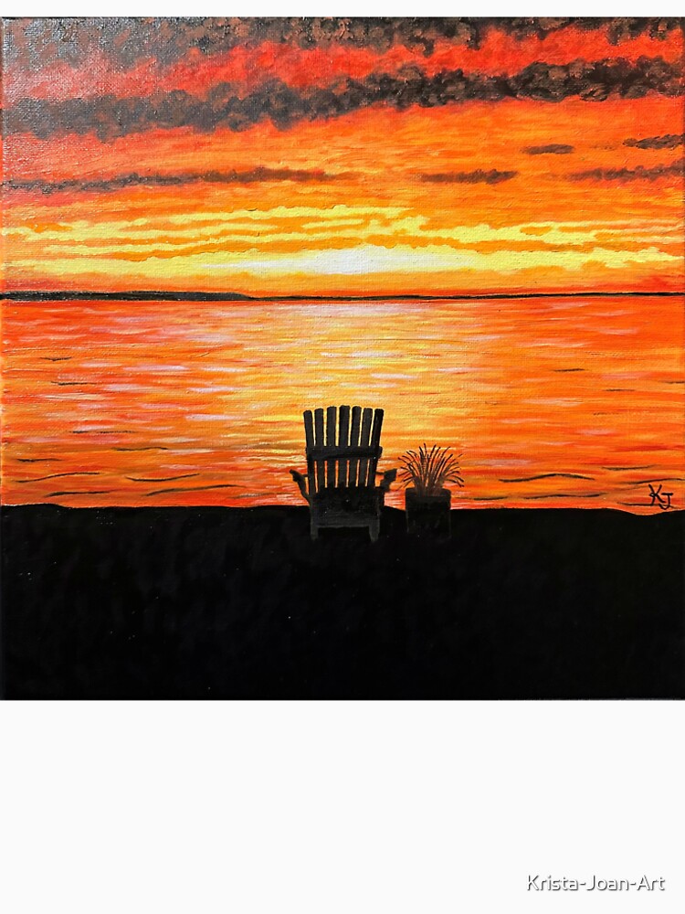 Orange Lakeside Sunset Oil Painting by Krista-Joan-Art T-Shirts, Hoodie, Sweatshirt | BlankRebels.com (Image 2)